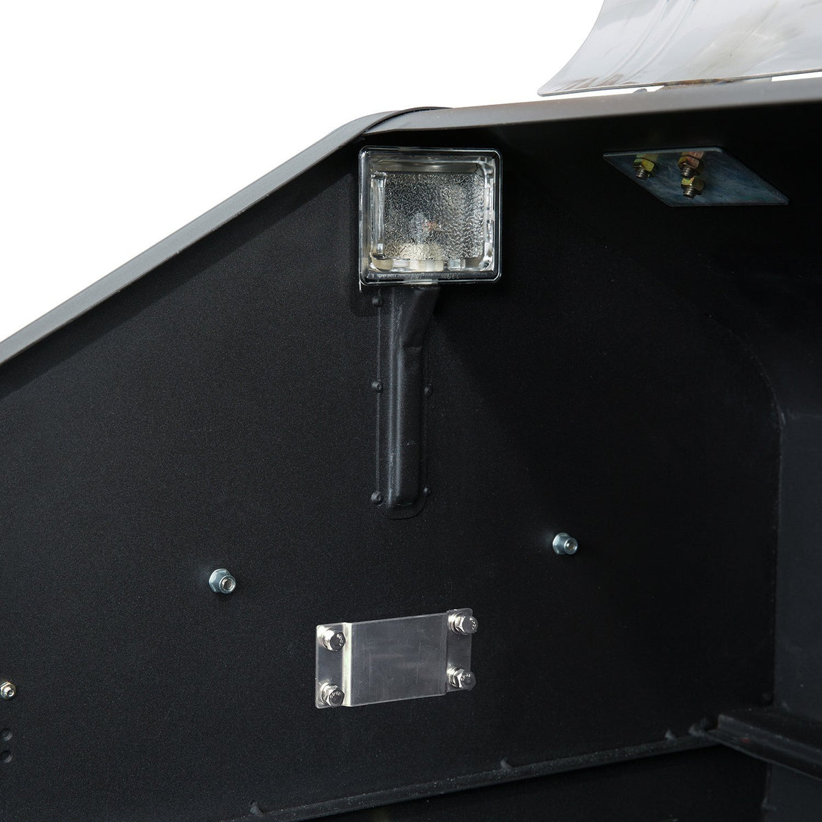 Interior light fixture inside GMG LEDGE Pellet Grill, providing visibility for nighttime grilling and enhanced cooking precision.