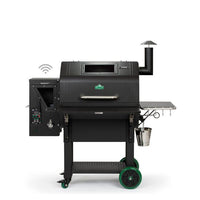 GMG LEDGE PRIME Wi-Fi Enabled Pellet Grill with black lid, featuring digital controls and side shelf for outdoor cooking convenience.