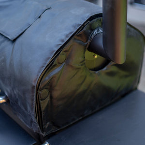 Side view of GMG Thermal Blanket - FireFly Barbecue with chimney cutout, designed for full coverage and efficient heat retention.