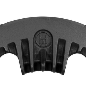 Detailed view of the top section of Kindling Cracker Original with embossed logo, showcasing its robust design for manual log splitting.