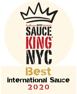 Sauce King NYC 2020 Best International Sauce award badge, recognizing Firefly Korean BBQ Sauce for its authentic taste.