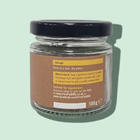 Black lid on glass jar of smoked Himalayan salt