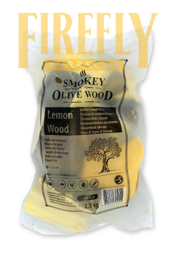Smokey Olive Wood Chunks Nº5 - 1.5 kg - Lemon Wood - bbq wood chips, lemon, Olive. Smokey Olive Wood by FireFly Barbecue