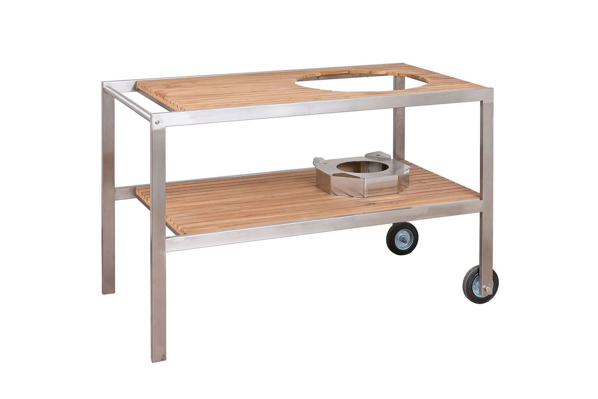 MONOLITH LeCHEF - stainless steel & teakwood table - bbq accessories, lechef, monolith. Monolith by FireFly Barbecue