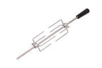 Monolith Classic Rotisserie - FireFly Barbecue spit rod with dual meat forks and black handle. Designed for secure meat rotation on outdoor grills.