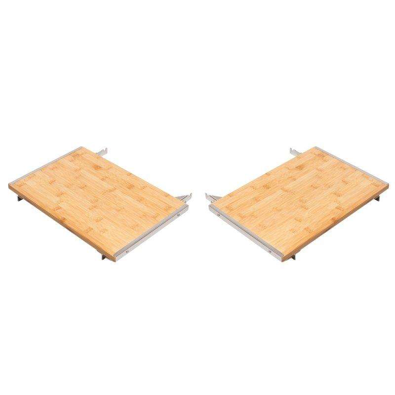 MONOLITH LeCHEF side table incl. brackets features two bamboo side tables with metal edges, ideal for outdoor grill workspace extension.