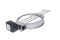 Stainless steel rotisserie with skewers and motor for outdoor grilling