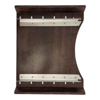 Dark wood side table with metal support bracket