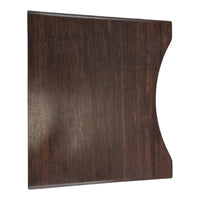Dark wood side table with metal support bracket