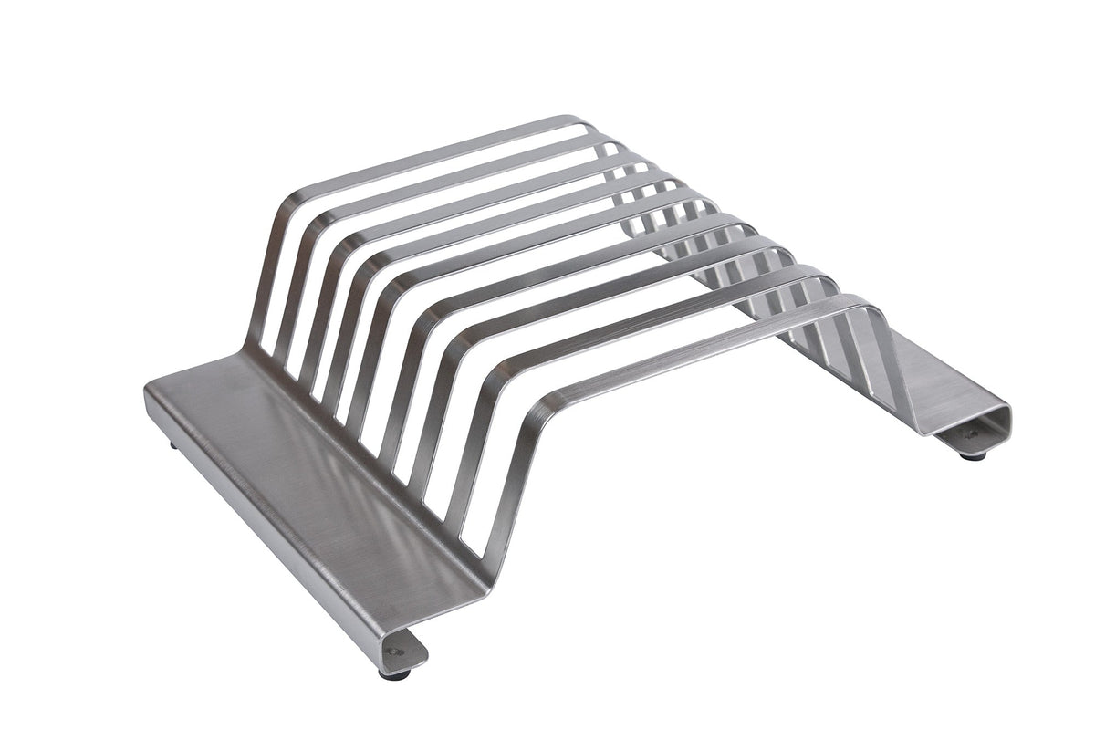 Stainless steel BBQ accessory rack for Monolith grill, holds 8 tools, protects grill tools