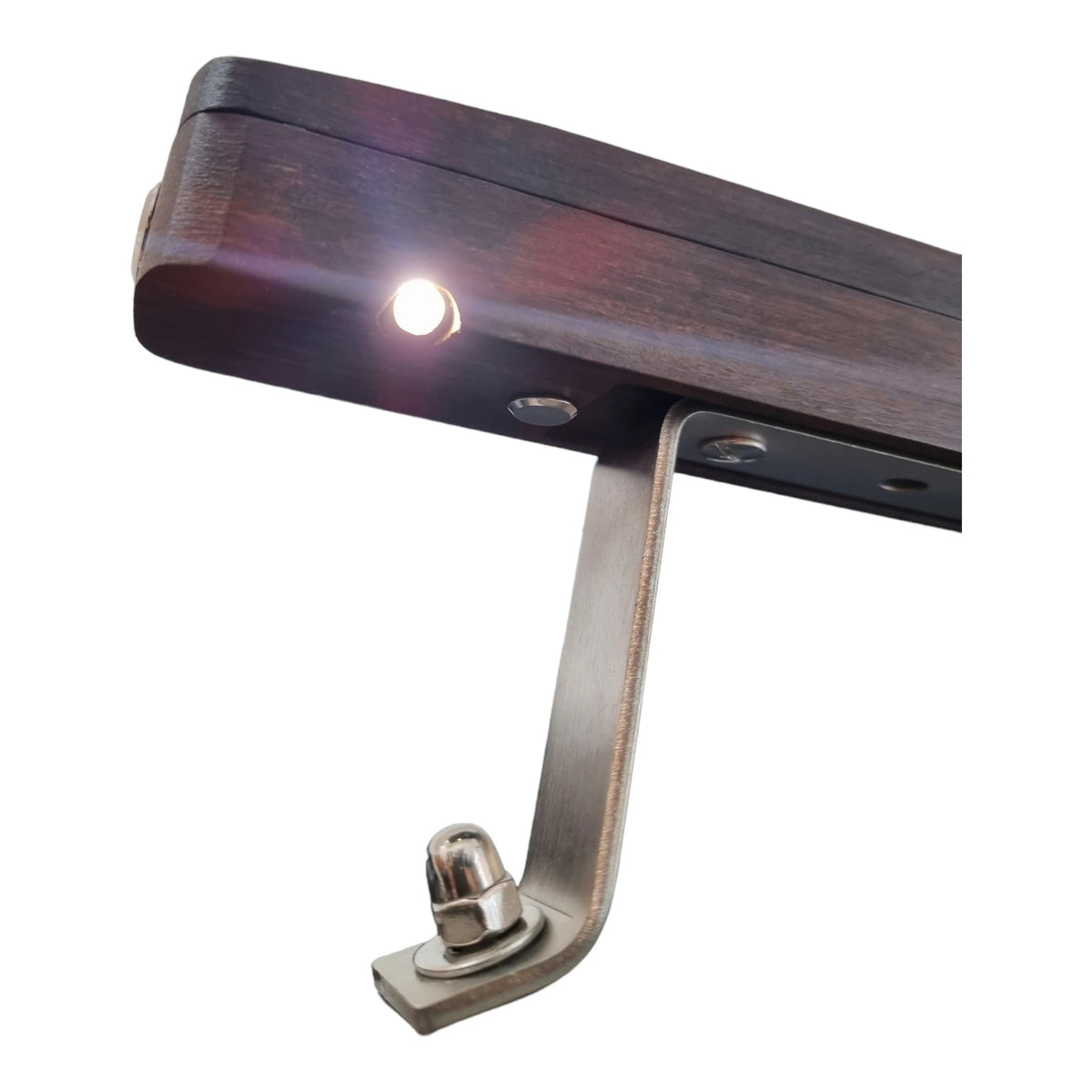 Wooden Monolith grill handle with metal mounting bracket