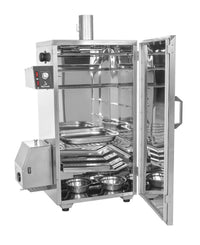 Stainless steel food smoker with multiple racks and digital controls