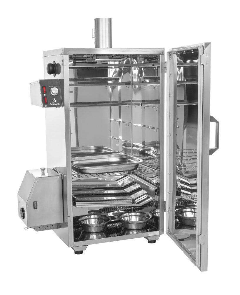 Stainless steel food smoker with multiple racks and digital controls