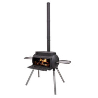 Ozpig Big Pig outdoor stove with chimney for versatile BBQ cooking