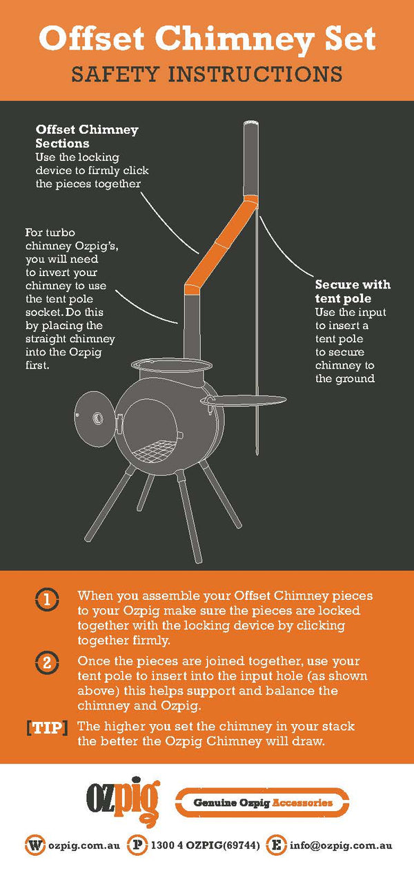 Ozpig Double Offset Chimney Kit - camp cooking, camp fire, camp fire cooking. Ozpig by FireFly Barbecue
