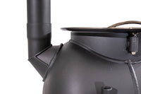 Detailed view of Ozpig Series 2 Portable Wood Fired BBQ Stove chimney connection, highlighting durable construction for outdoor cooking.