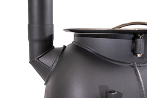 Detailed view of Ozpig Series 2 Portable Wood Fired BBQ Stove chimney connection, highlighting durable construction for outdoor cooking.