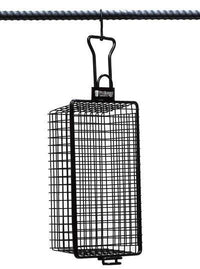 Pit Barrel All-Purpose Basket Hanger - FireFly Barbecue accessory for grilling vegetables or small items, shown hanging on a metal rod.