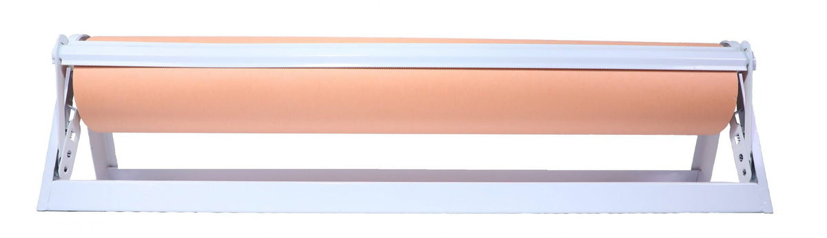 Peach paper dispenser for 750mm butchers paper with easy tear feature