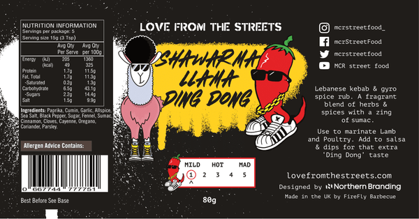Shawarma llama ding Dong BBQ & street food spice rub - lfts, lfts seasonings, love from the streets. Love From The Streets by FireFly Barbecue
