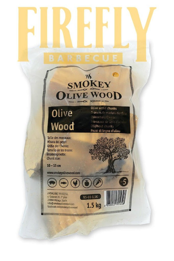 Smokey Olive Wood Chunks Nº5 - 1.5 kg - Olive Wood - almond, bbq wood, bbq wood chips. Smokey Olive Wood by FireFly Barbecue