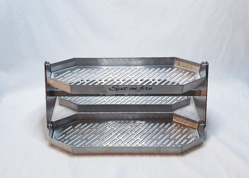 BBQ rotisserie carousel kit with multiple tiers for outdoor grilling