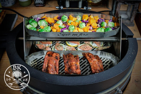 Spit on Fire Rotisserie Carousel kit - basket, carousel, jr200. Primo Ceramic Grills by FireFly Barbecue